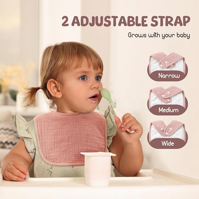 6-Pack Muslin Baby Bibs for Unisex Boys Girls, Cotton Baby Drool Bibs, Drooling - Image 3