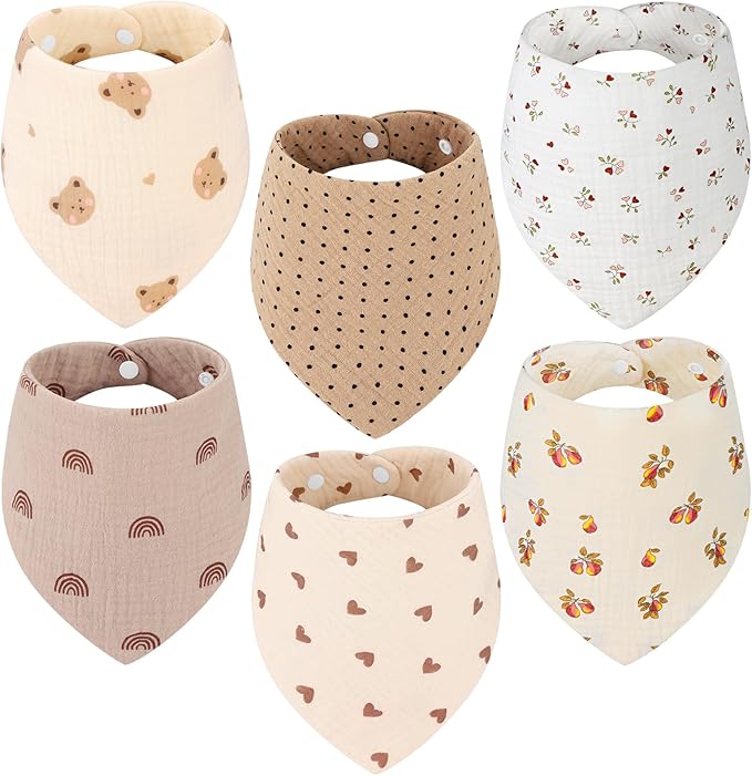 Accmor Muslin Baby Drool Bibs 6 Pack Baby Bandana Drool Bibs Soft Cotton Baby by Accmor