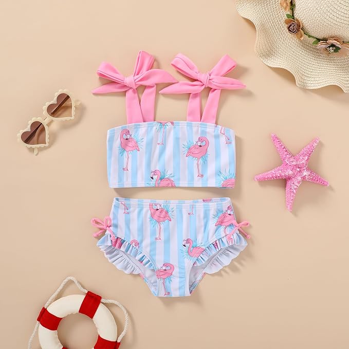 Toddler Swimsuit Girl Color Block Stripe Swimwear Baby Girl Summer Beach - Image 2