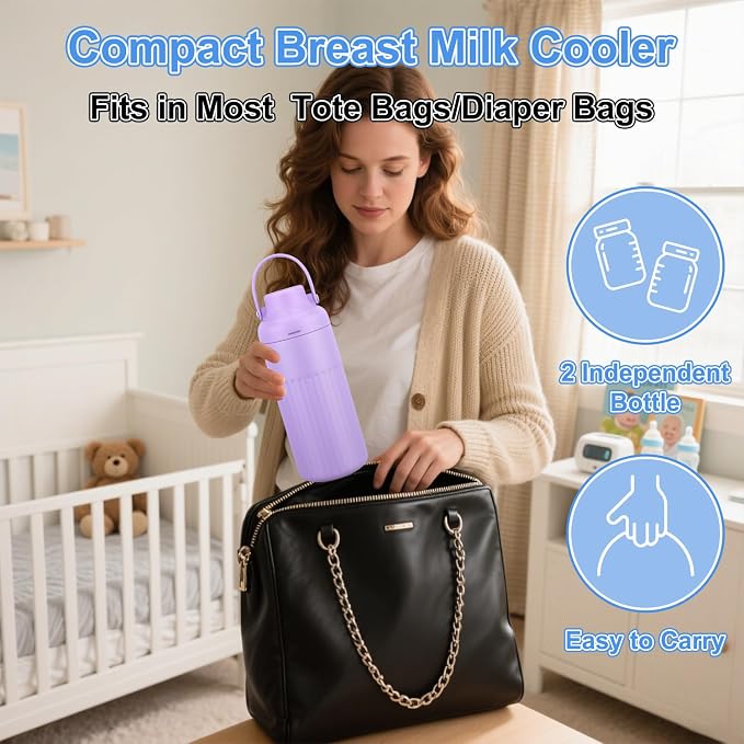 Compact Breast Milk Cooler Bottle, 12oz Portable Breastmilk Cooler - Image 3