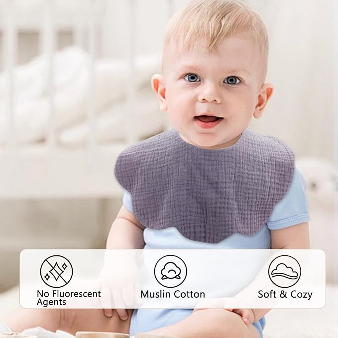 Baby Bibs Muslin Bibs 8 Pack for Drooling and Teething for Unisex Girls Boys - Image 5