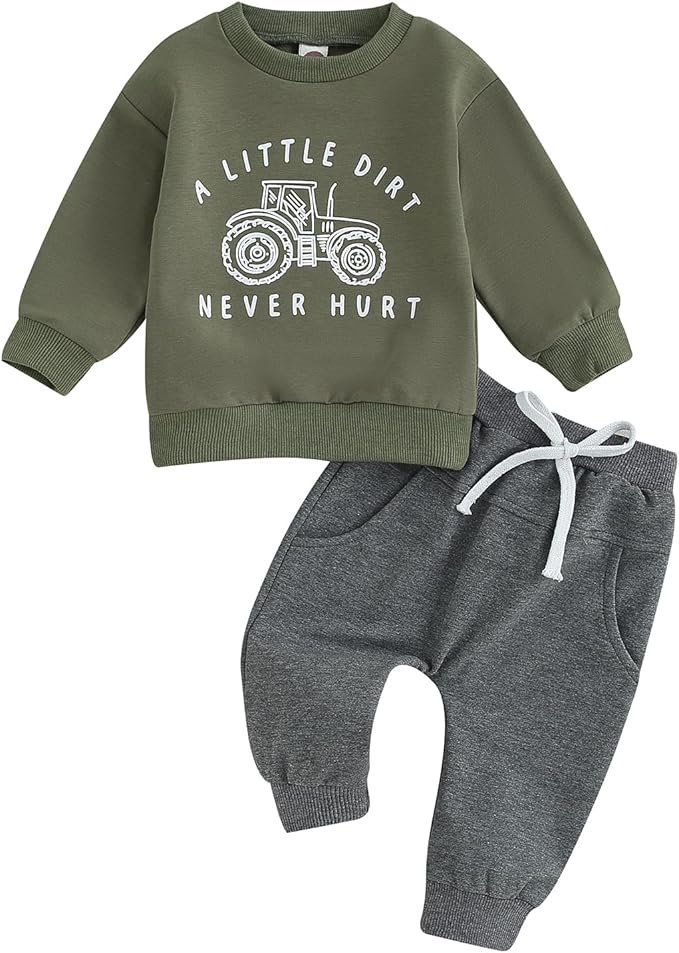 Toddler Baby Boy Clothes Solid Color Long Sleeve Crewneck Sweatshirt Top Casual by MABABY