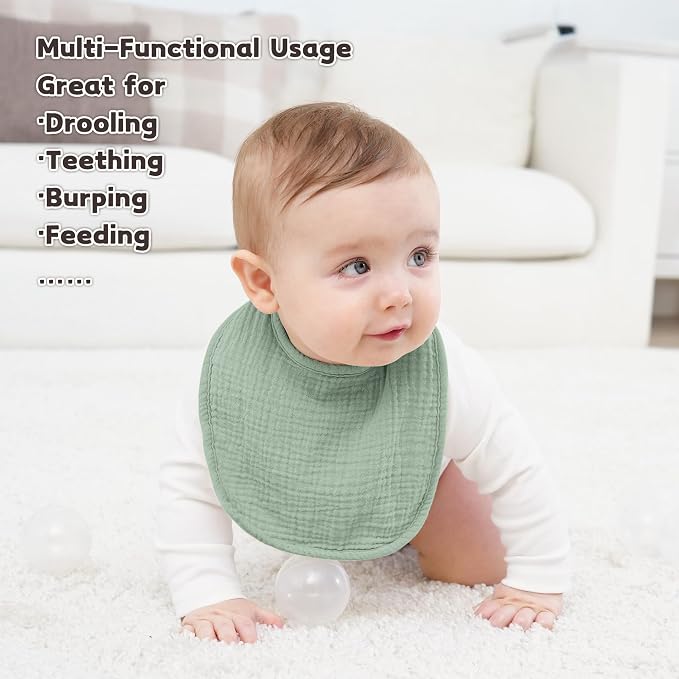 Susurration Muslin Baby Drool Bibs 10Pack Soft Square Adjustable Bandana Bibs - Image 2