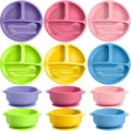 Dandat 24 Pcs Silicone Baby Feeding Set, 6 Baby Toddler Suction Bowls 6 Divided by Dandat