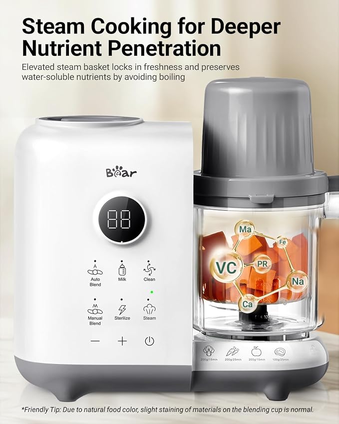 Bear Baby Food Maker with Two Layer Steam Baskets, One Step Baby Food Processor - Image 5