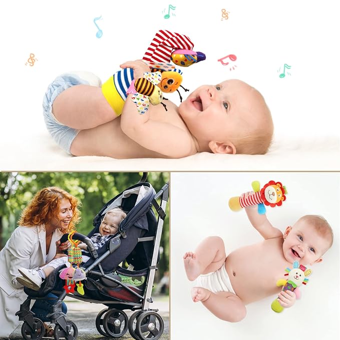 Baby Hanging Toy, Wrist Rattles, Rattle Socks, Handheld Wearable Washable - Image 2