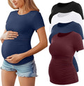 Huukeay 4 Pack Women's Maternity Shirts, Crew Neck Maternity Top Short Sleeve by Huukeay