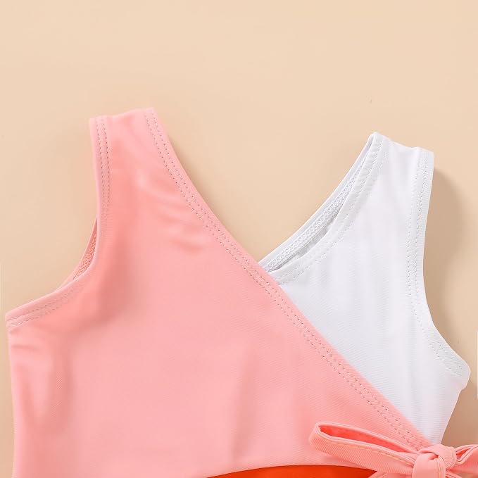 Happy Town Toddler Swimsuit Girl One Piece Bathing Suit Color Block Swimwear - Image 3