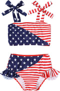 YOUNGER TREE Toddler Girls Two Pieces Swimsuit Color Block Stripe Swimwear by YOUNGERTREE