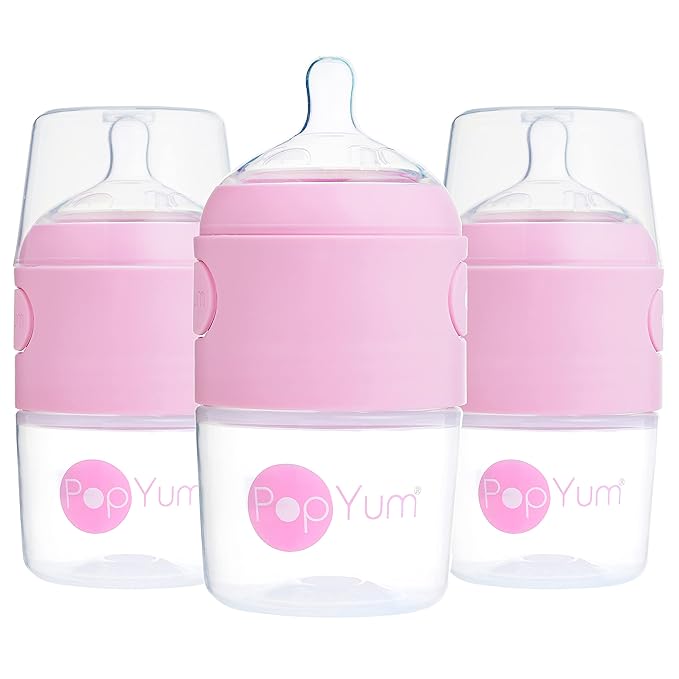 PopYum 5 oz Pink Anti-Colic Formula Making/Mixing/Dispenser Baby Bottles by PopYum