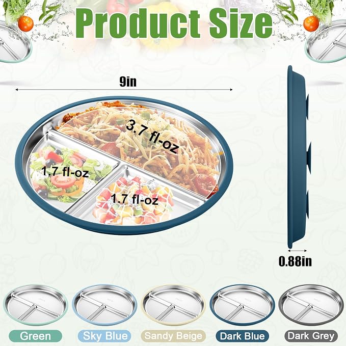 BUSOHA 2 Pack Stainless Steel Kids Plate - Image 6