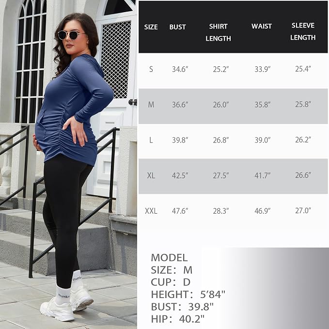 GINKANA Maternity Hoodie Long Sleeves Shirts Casual Maternity Top Pregnancy - Image 7