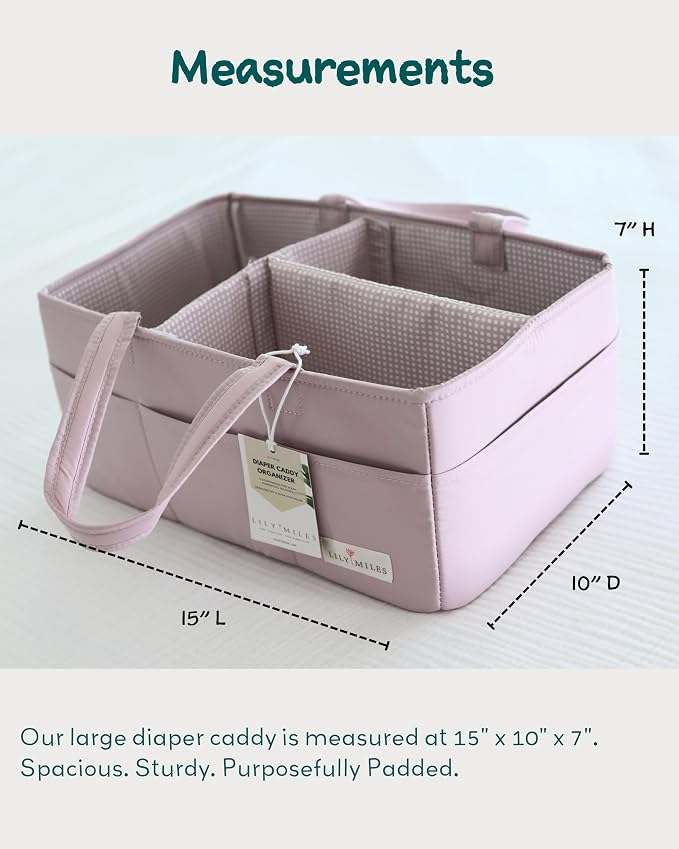 Lily Miles Baby Diaper Caddy Organizer, Wipeable Diaper Organizer Basket - Image 5