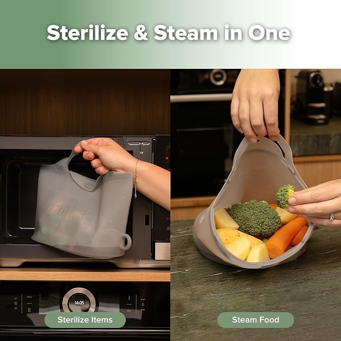 Haakaa Silicone Microwave Steamer & Steriliser Bag, 70oz/2000ml Large Capacity - Image 4