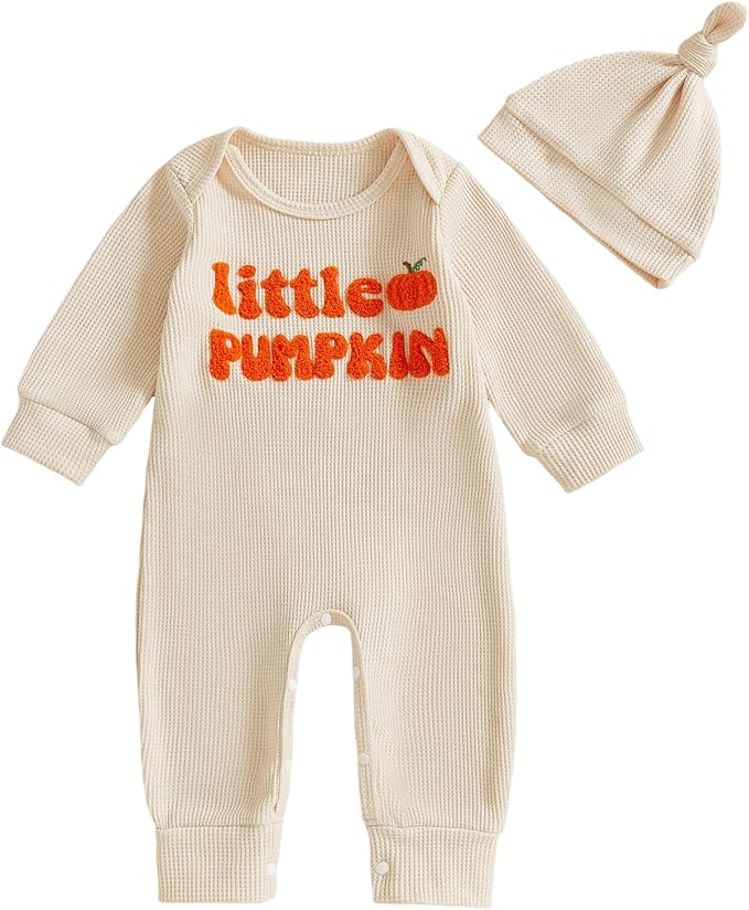 Newborn Infant Baby Boy Halloween Outfit Little Pumpkin Embroidery Romper by Doqcey