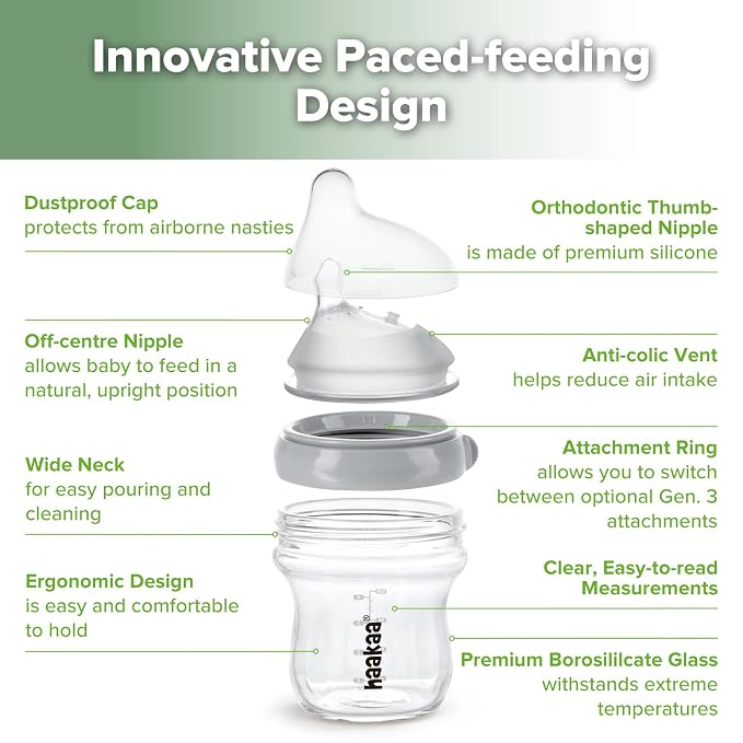 haakaa Gen.3 Natural Glass Baby Bottle 4.2oz/120ml - Image 4