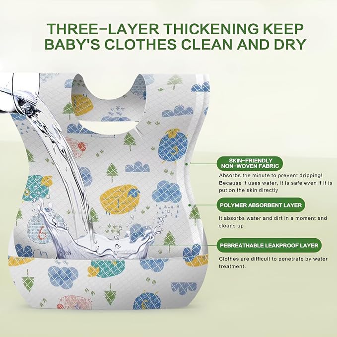 30/60pcs Baby Disposable Bibs-Individually Packaged, Leak Proof and Convenient - Image 2