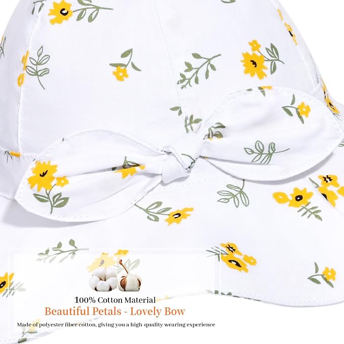Baby Girl Sun Hat with UPF 50+ Outdoor Adjustable Beach Hat with Wide Brim - Image 3
