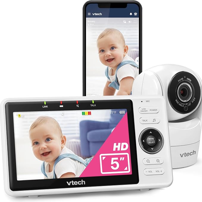 VTech Upgraded Smart WiFi Baby Monitor, 1080p FHD Camera and 5" HD IPS Display by VTechBabyMonitors