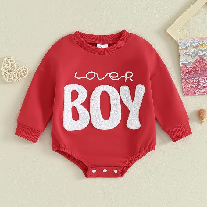 VISGOGO Newborn Infant Baby Boy Girls Oversized Romper Little Dude Sweater - Image 2