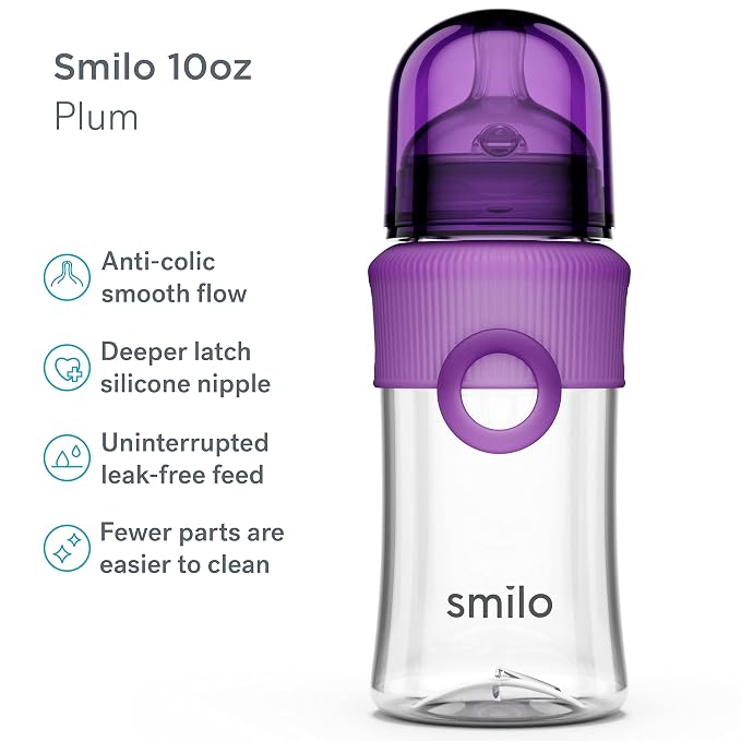 Smilo Baby Bottle Set with Stage 0 Slow Flow Anti Colic Nipple, 10 Oz / 300 ml - Image 2