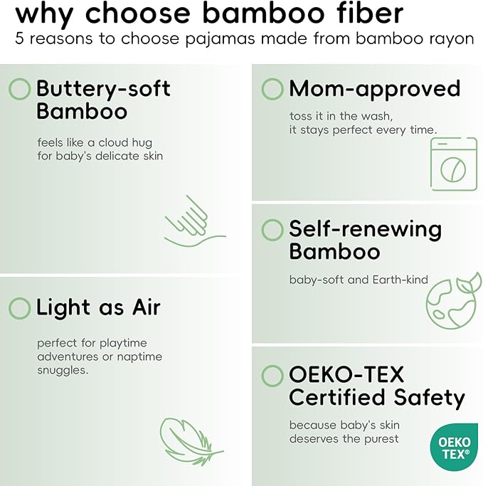 pureborn Baby Toddler Kids Viscose from Bamboo Pajamas Set Pjs 2pcs 18M-8Y - Image 5