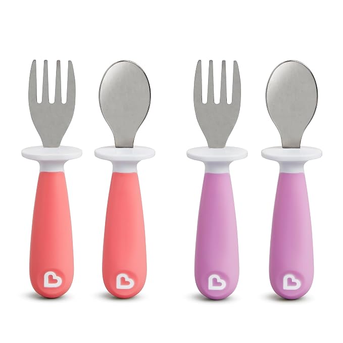 Munchkin® Raise™ Toddler Fork and Spoon Utensil Set, Rest Keeps Tip Off Table by Munchkin