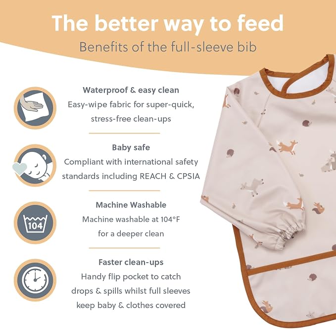 BIBaDO Mess Proof Baby Bib, 2 Pack Long Sleeve Bib, 6 month - Image 4