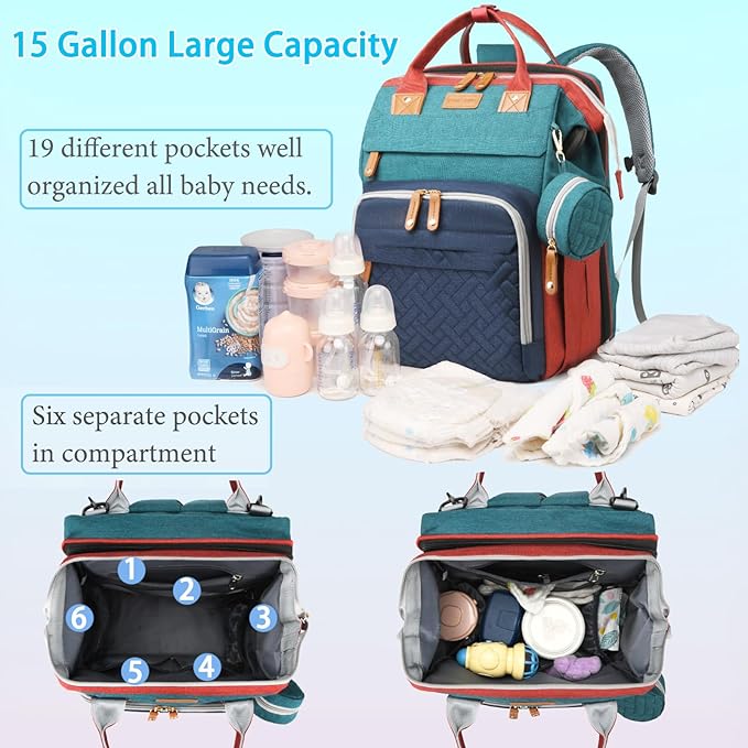 Jeryswet Baby Diaper Bags with Changing Station, Waterproof Large Capacity - Image 3