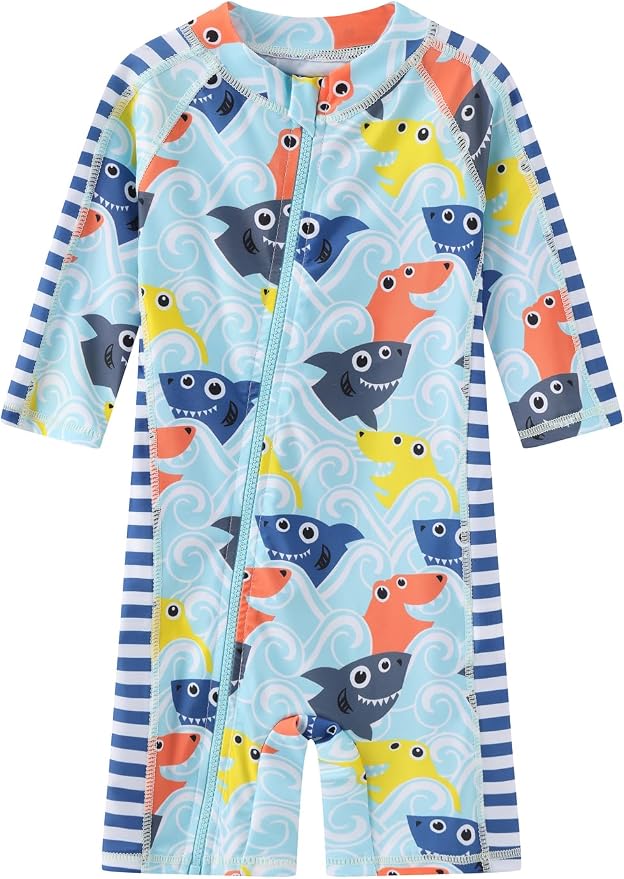 Toddler Baby Boys Swimsuit Rashguard One Piece Zipper Bathing Suit - Image 2
