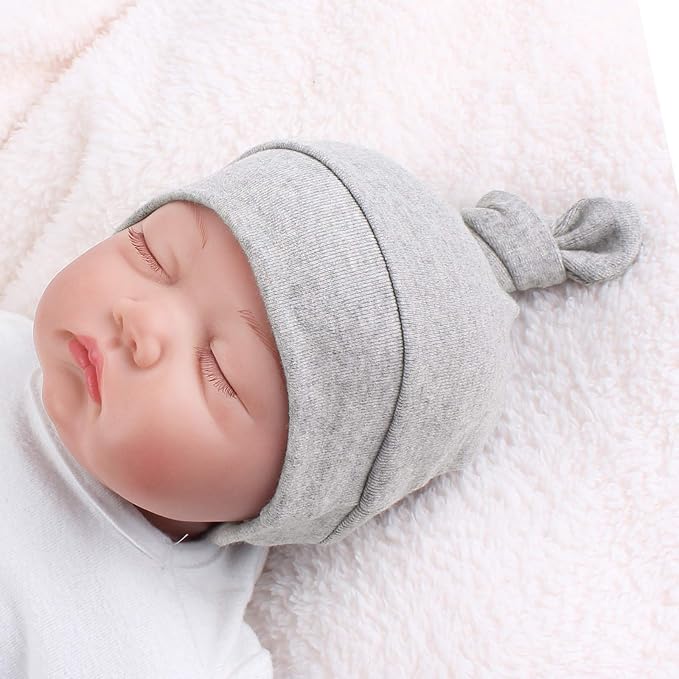 JANGANNSA Newborn Baby Hat Infant Baby Boys Beanie Top Knot Stretchy Hats - Image 2
