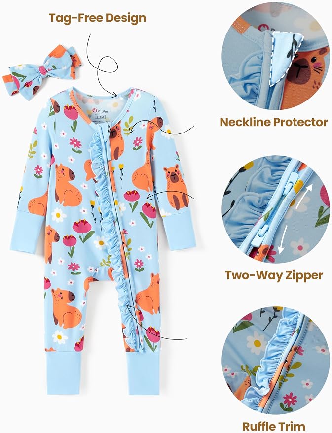 PATPAT Baby Girl Boy Clothes Newborn Infant Footie – Soft Viscose from Bamboo– - Image 6
