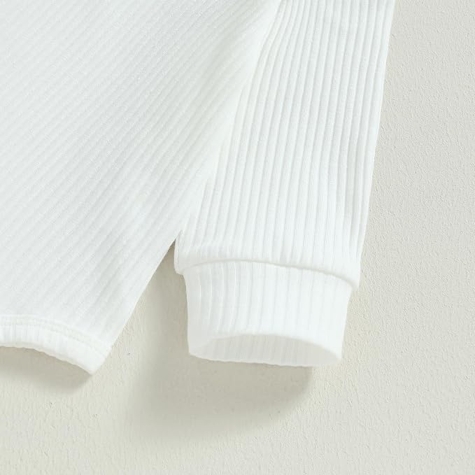 Newborn Baby Boy Girl Clothes Ribbed Knitted Long Sleeve Romper Pants Solid - Image 4