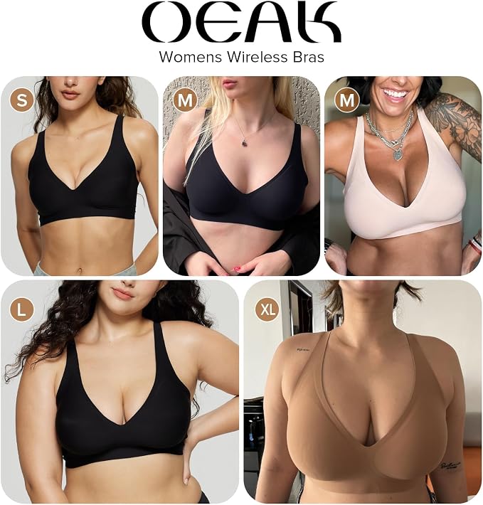 OEAK Womens Deep V Bras Wireless Comfortable Bra Supportive No Underwire Bras - Image 7