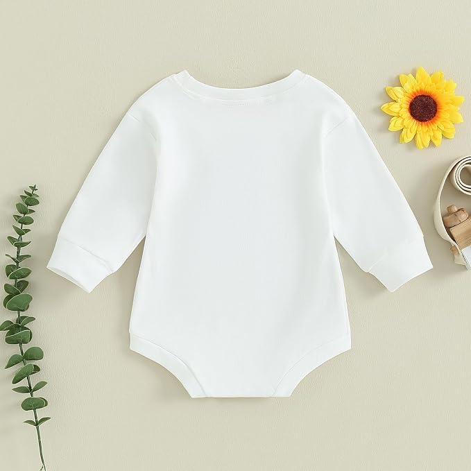 VISGOGO Newborn Infant Baby Boy Girls Oversized Romper Little Dude Sweater - Image 4