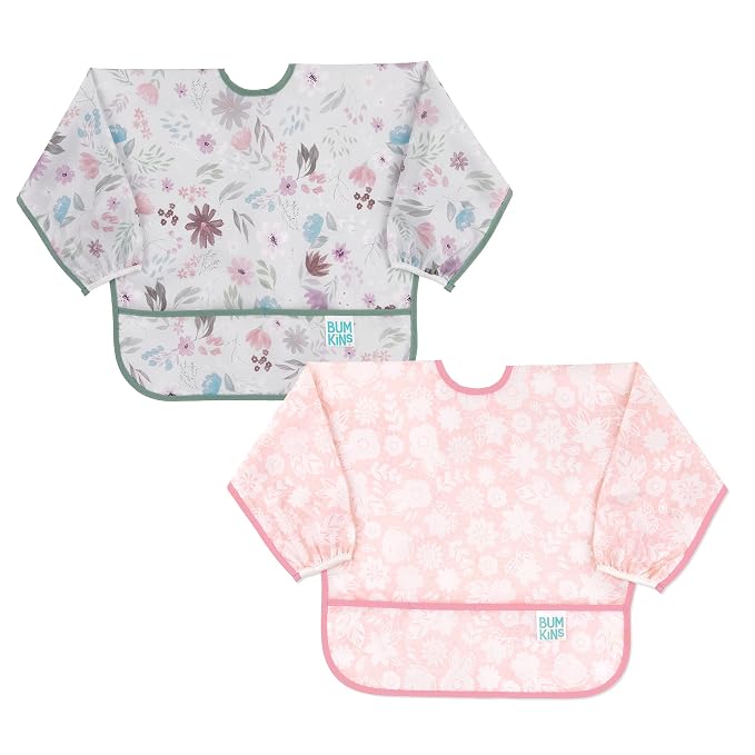 Bumkins - Sleeved Bib - For Boys & Girls, Babies & Toddlers 6-24 Months - by Bumkins