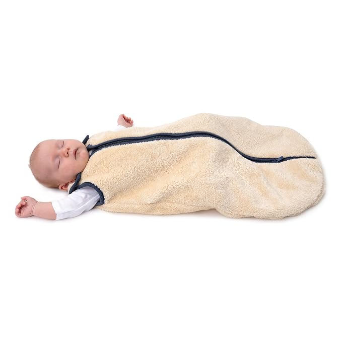 baby deedee Sleep Nest Teddy Baby Sleeping Bag, Oatmeal Navy - Image 3