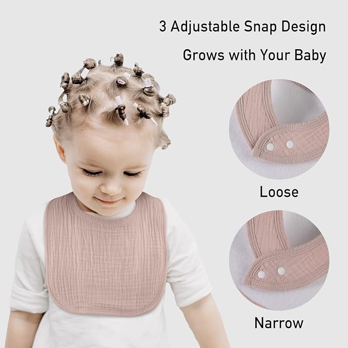 Muslin Baby Drool Bibs for Unisex Boys Girls, 10 Pack Soft Cotton Baby Bib for - Image 6
