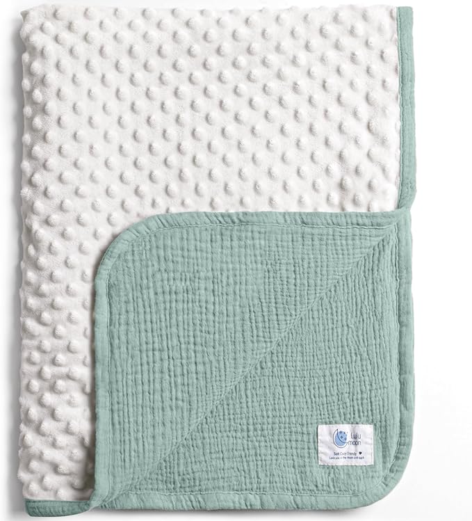 lulumoon Baby Blanket for Newborn Receiving: Minky Dot & Muslin Lightweight by Lulumoon