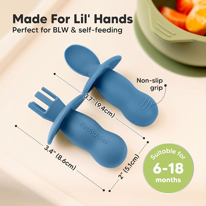 KeaBabies 4-Pack Silicone Baby Spoons and Forks Set - Image 3