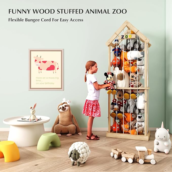 Stuffed Animal Storage Stuffed Animal Zoo Wood Soft Toy Organizer Plush Toy - Image 3
