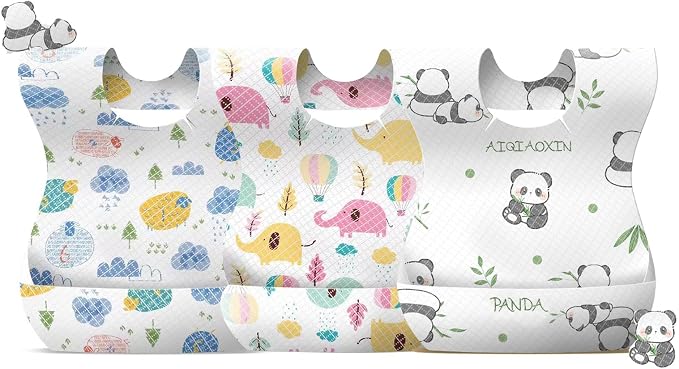 30/60pcs Baby Disposable Bibs-Individually Packaged, Leak Proof and Convenient by AIQIAOXIN