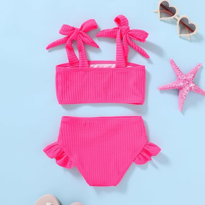 YOUNGER TREE Toddler Girls Two Pieces Swimsuit Color Block Stripe Swimwear - Image 3
