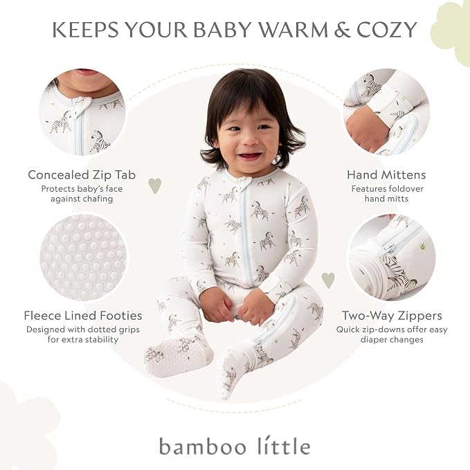 Bamboo Little Soft Baby Footie Pajamas, Baby Clothes, Newborn Sleepers - Image 2