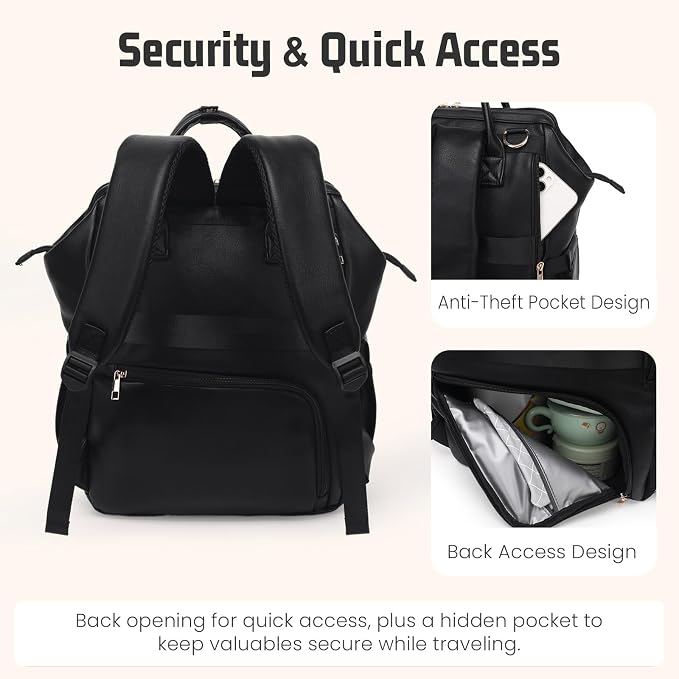 Premium Vegan Leather Diaper Bag Backpack - Image 4
