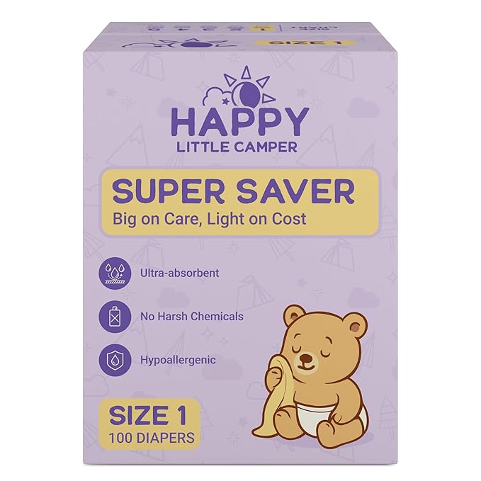 Happy Little Camper Super Saver Diapers, Size 1, Fragrance-Free, Ultra Absorbent by HappyLittleCamper