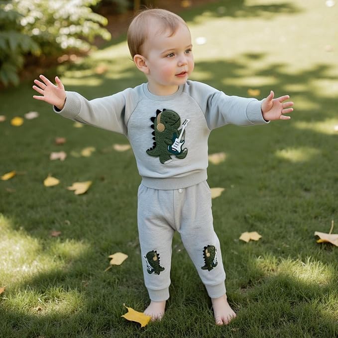 Nyapruwe Toddler Baby Boy Fall Outfit Funny Print Long Sleeve Sweatshirt - Image 5