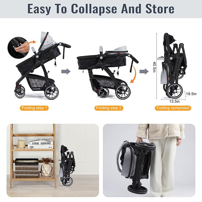 Baby Stroller, 2-in-1 Reversible ToddlerSeat - Image 7