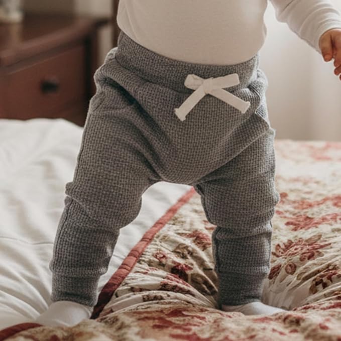 Sejardin Toddler Baby Boy Girl Pants 3 Pack Solid Color Elastic Waist Jogger - Image 2
