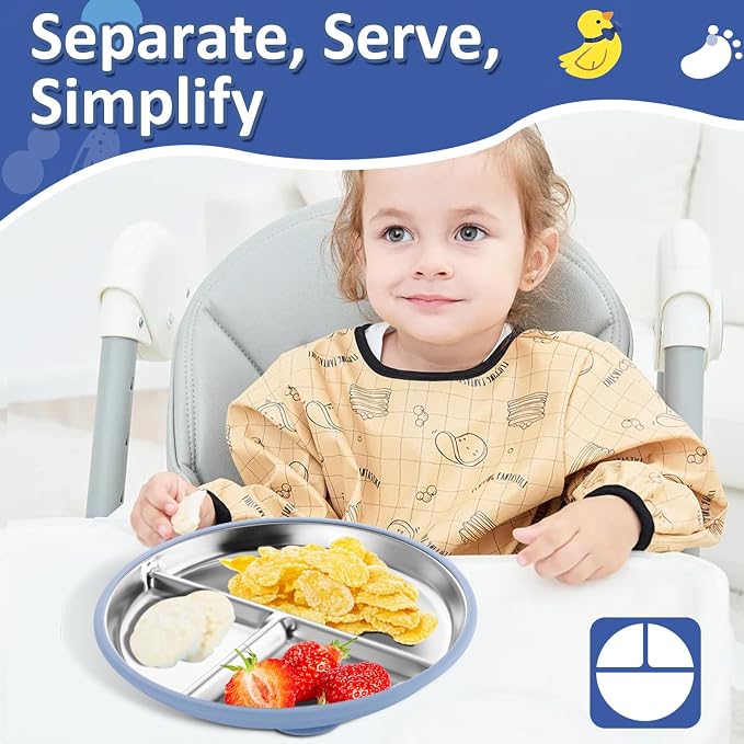 Stainless Steel Suction Plates for Toddlers, Non Toxic Non Slip Portion Control - Image 7
